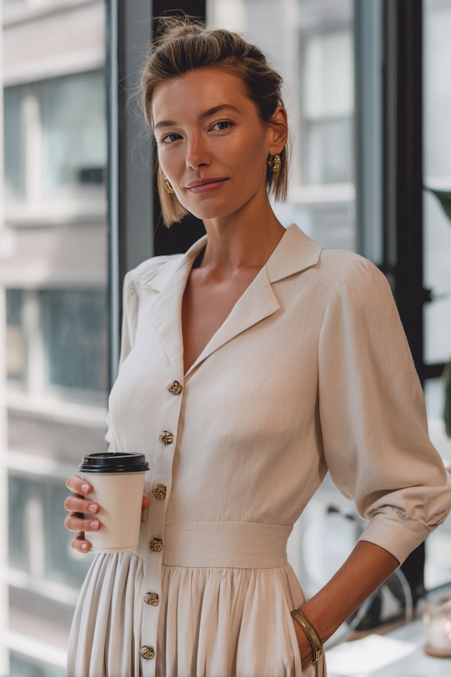 Blusenkleid Midi für Büro Frühling